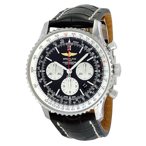 breitling navitimer 01 chrono automatic black leather black dial 43mm|breitling navitimer chrono 46mm watch.